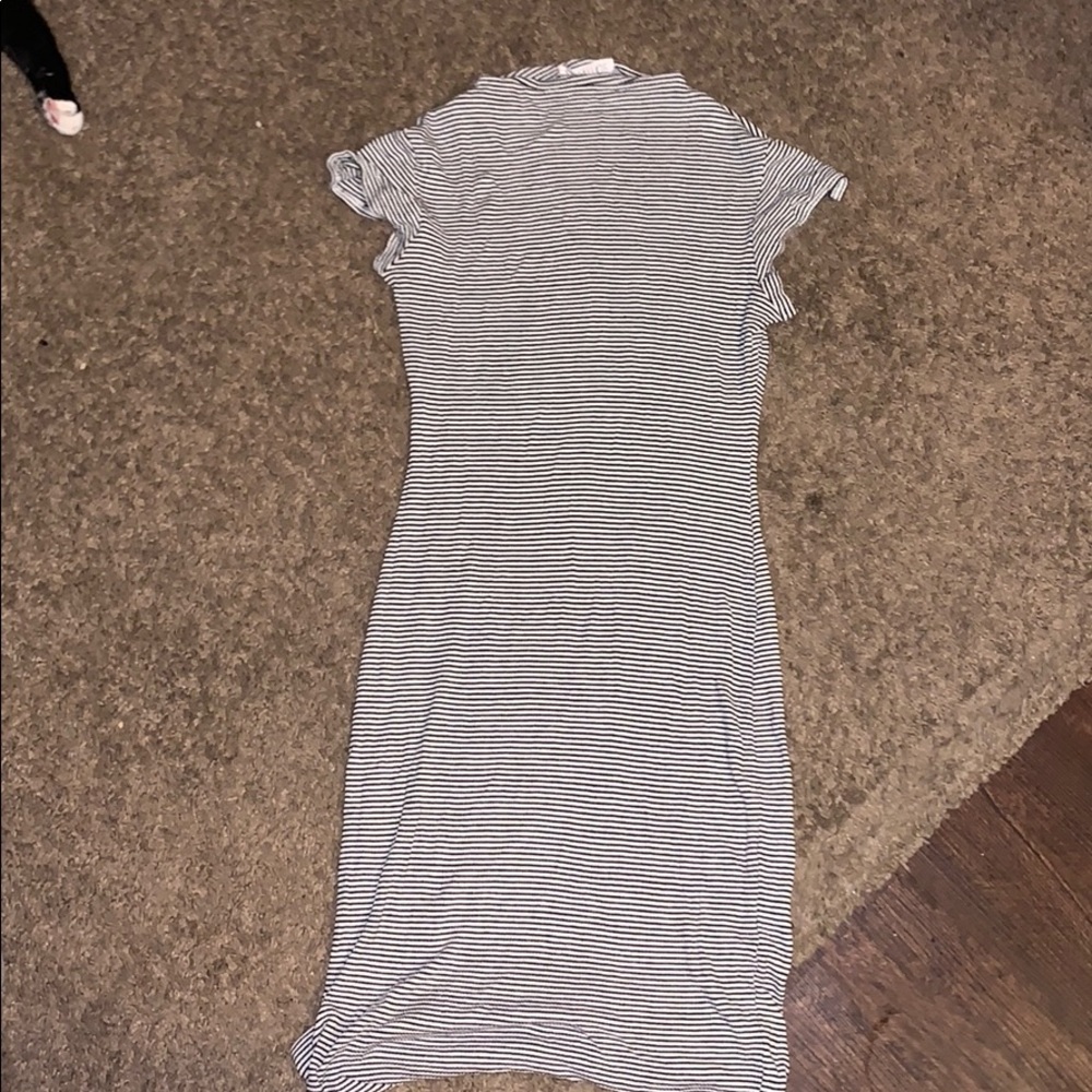 Stretchy striped high neck dress